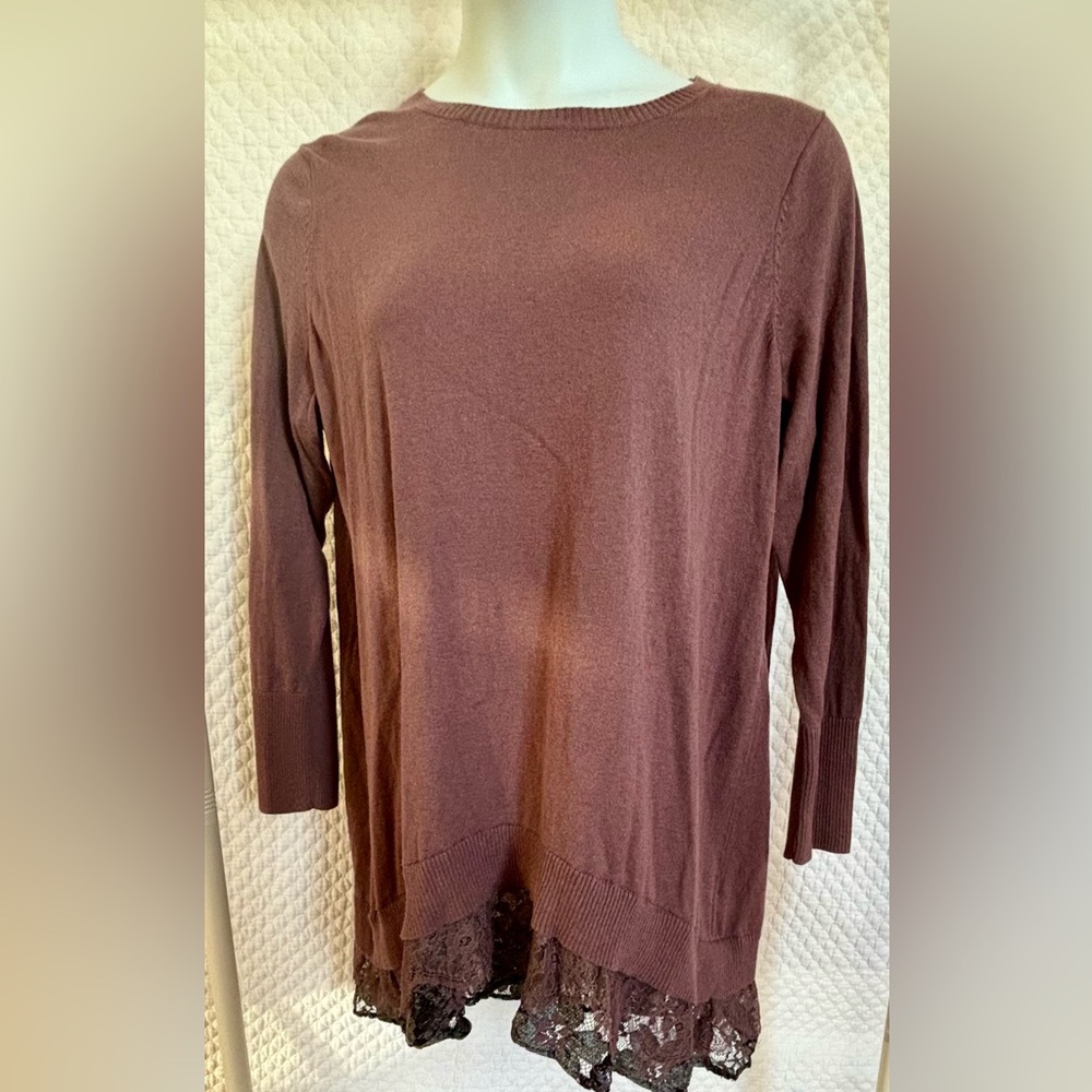 LOGO by Lori Goldstein Long Sleeve Shirt with Lace Trim 2X